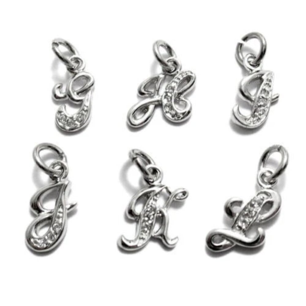 Sleek Sterling Silver Fancy Script Initial Charm … - image 2